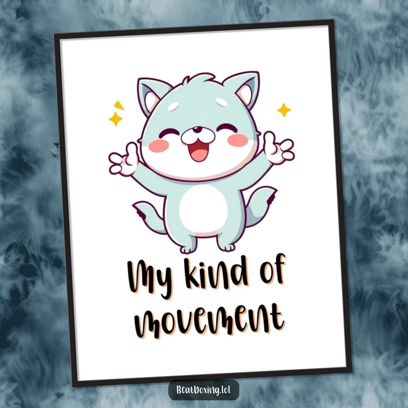 Funny Kawaii Animal Poster: An adorable character with vibrant, energetic poses and distinct hand gestures, bringing humor to wall decor.