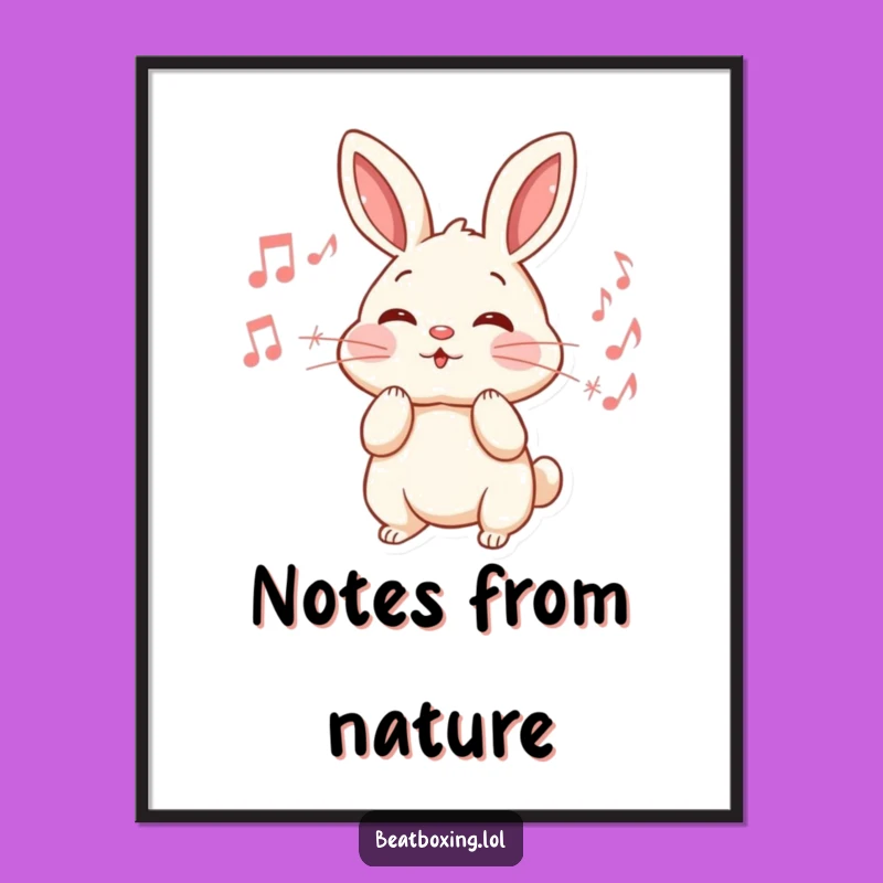 Funny Rabbit Music Poster: Energetic Cheek Puffing Wall Art Gift