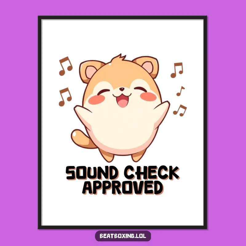 Funny Beatbox Animal Poster: Round Character Smiling, Adding Vocalizations to a Beat