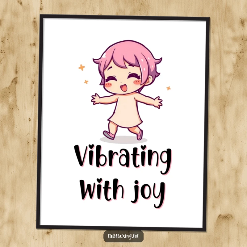 Funny Poster Art featuring a character with a playful expression, body captured in a dynamic pose of rhythmic movement, high-quality print.