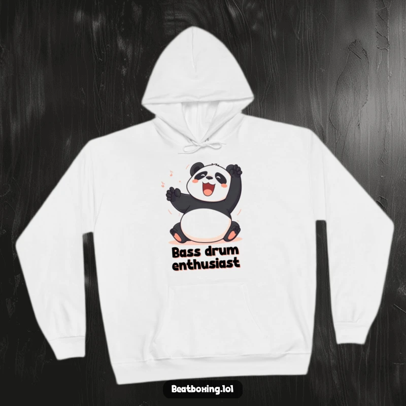 Funny Panda Hoodie: A jubilant panda creates funny percussive sounds by slapping its sizable belly, radiating infectious merriment.