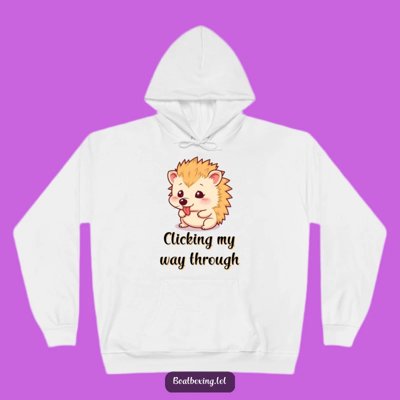 Cozy Funny Hedgehog Tongue Click Hoodie: Warm Embrace of Animal Comedy
