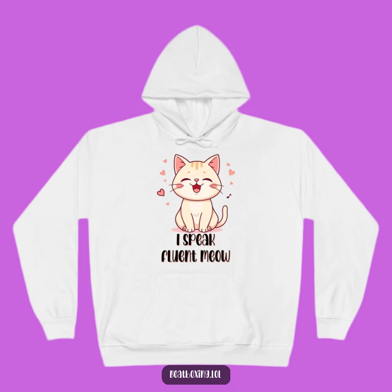 Cozy Funny Purring Cat Hoodie: Snuggle Up with Feline Fun! A Comfortable Funny Gift.