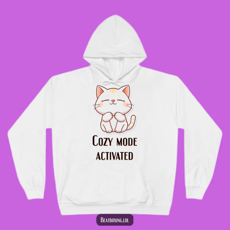 Cozy Funny Hoodie: Contented Purring Cat - Warm & Relaxing Humor
