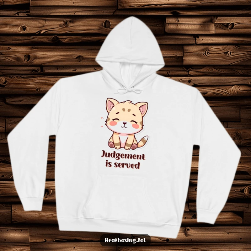 Funny hoodie depicting an animal character visually making a 'tsk' sound, embodying humorous disapproval.