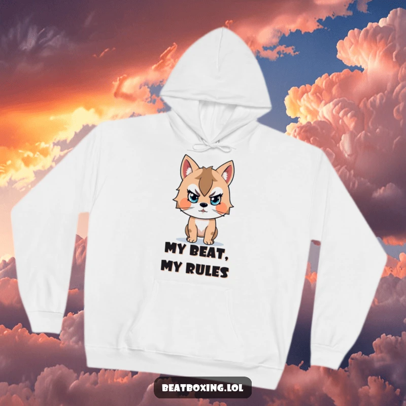Funny hoodie featuring an animal character exhibiting extreme focus on a musical beat, perfect for music lovers.