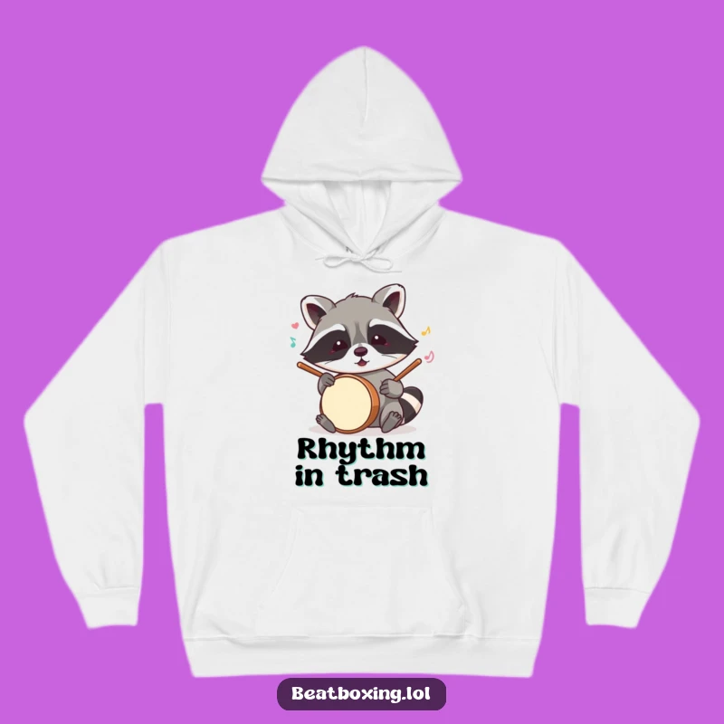 Funny Raccoon Drummer Hoodie: Mischievous Beat, Cozy Funny Music Gift