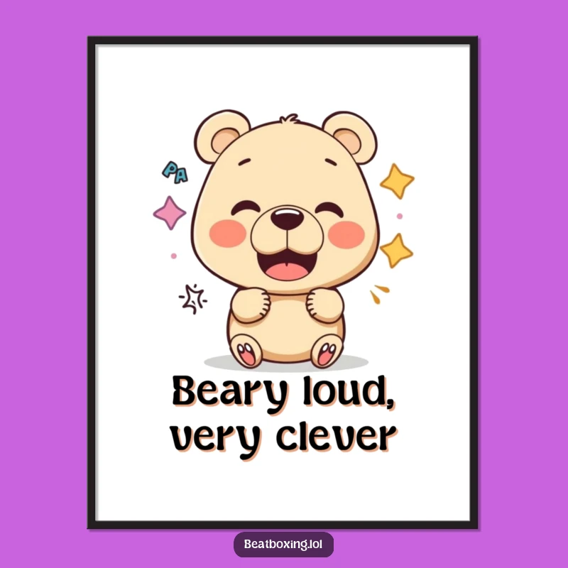 Free Printable Wall Art: Funny Bear Mouth Sounds Design, Downloadable Art for a Quirky Touch