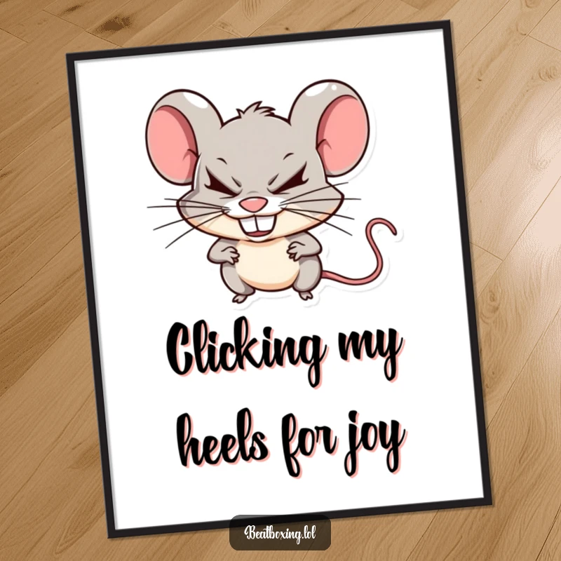 Funny Free Printable Mouse Wall Art: Mischievous mouse creating sharp, rhythmic teeth clicks, a unique art piece.