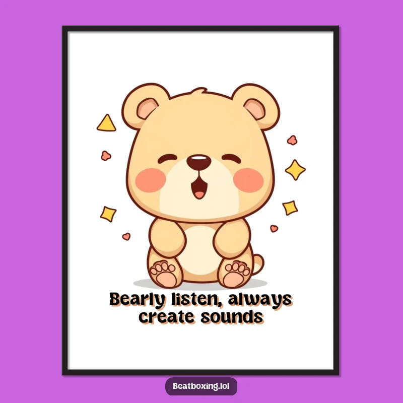 Free Printable Bear Wall Art: Funny Sound Experiment Downloadable Decor