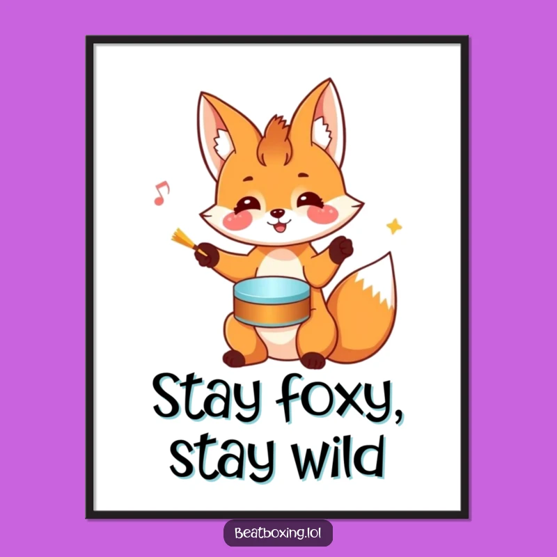 Free Printable Fox Drumming Art: Rhythmic Downloadable Wall Art for Fun Decor