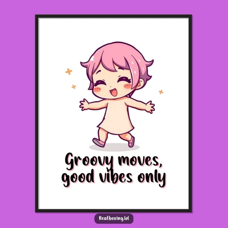 Free Printable Funny Wall Art: Dancing Character, Rhythmic Movement Decor Downloadable