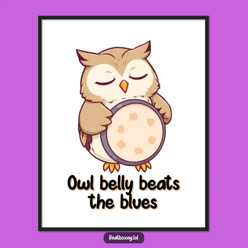 Free Printable Sleepy Owl Wall Art - Funny Drummer Downloadable Art