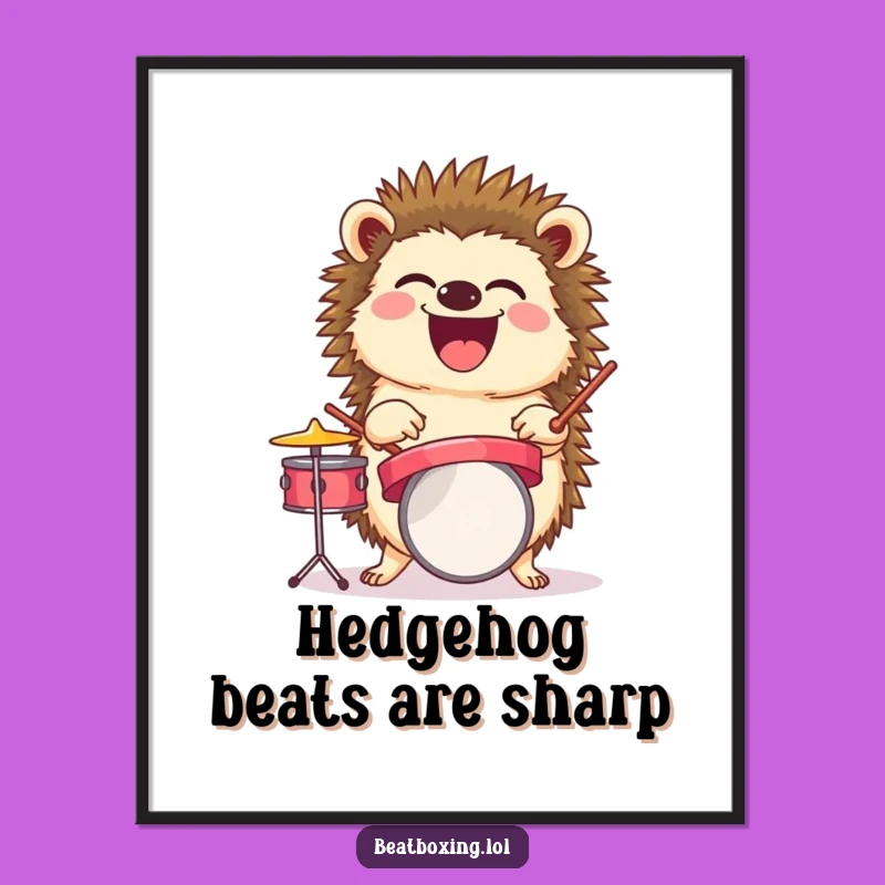 Free Printable Wall Art: Hedgehog Drummer - Funny Downloadable Decor