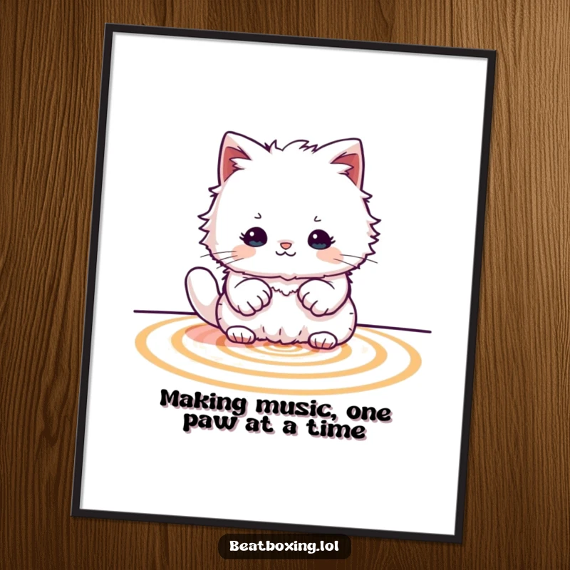 Funny Free Printable Wall Art: Fluffy cat creating rhythmic paw patterns, adding a fun and artistic beat to your space.