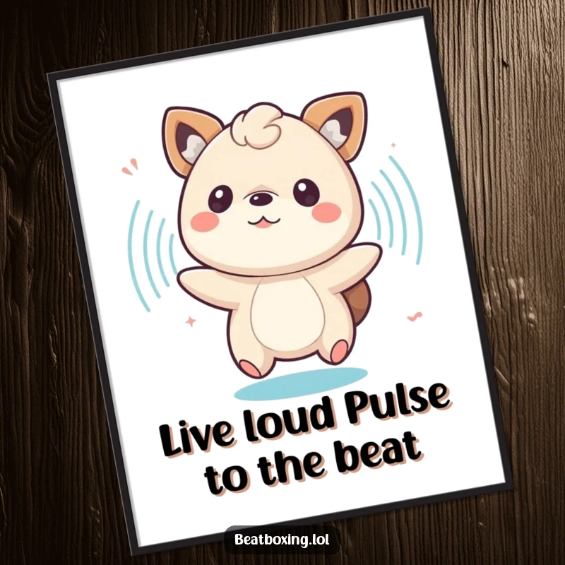 Funny Free Printable Wall Art depicting a joyful, bouncing animal surrounded by energetic, pulsing sound waves.