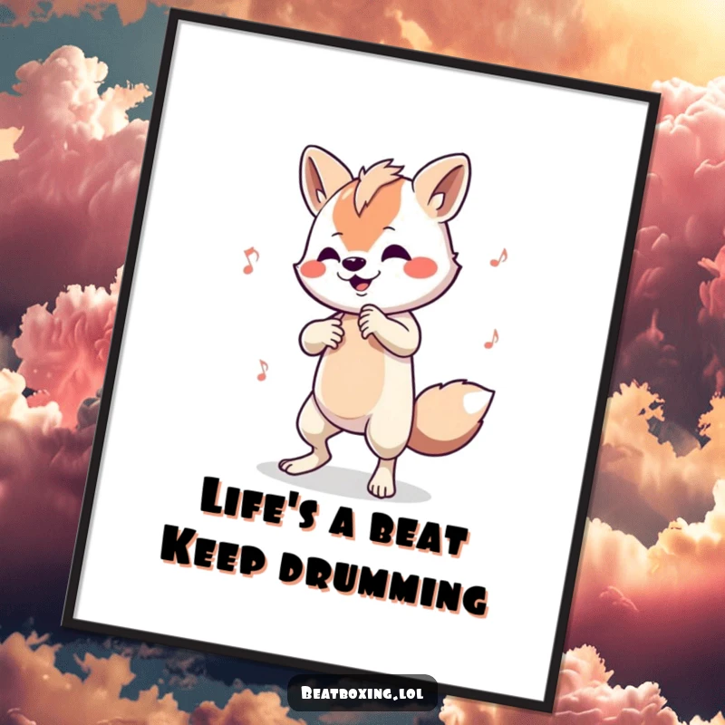 Funny Free Printable Wall Art depicting an animal masterfully playing a beat on its own body, ideal for music rooms.