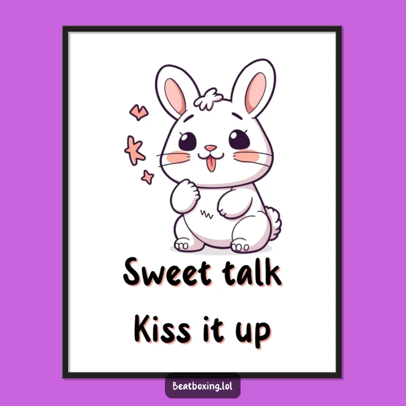 Funny Free Printable Wall Art: Kawaii Bunny K-Sound, Cute Downloadable Decor