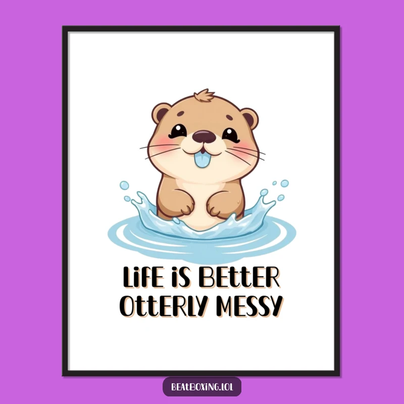 Free Printable Wall Art: Playful Otter Splash! Whimsical Downloadable Decor for Aquatic Charm.