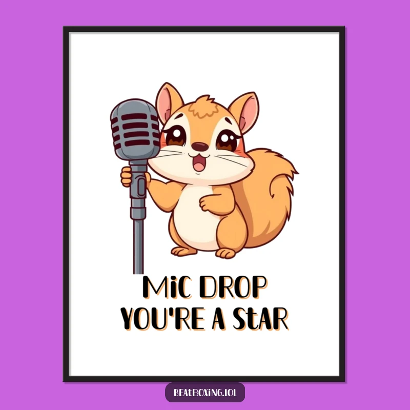 Free Printable Wall Art: Surprised Squirrel Performer - Funny Downloadable Decor