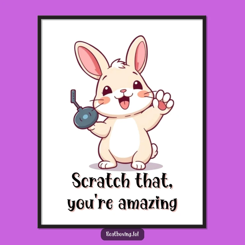 Funny Free Printable Wall Art: Rabbit Record Scratch, Quirky Downloadable Decor for Music Lovers