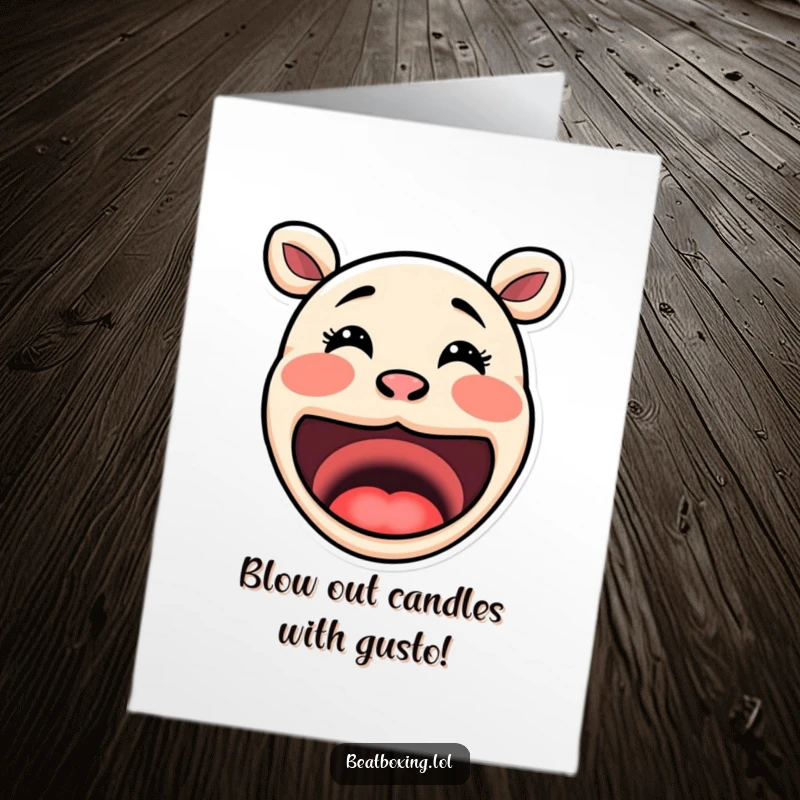 Free Printable Birthday Card, comically exaggerated mouth shapes forming various funny sounds, perfect for a lighthearted birthday message.