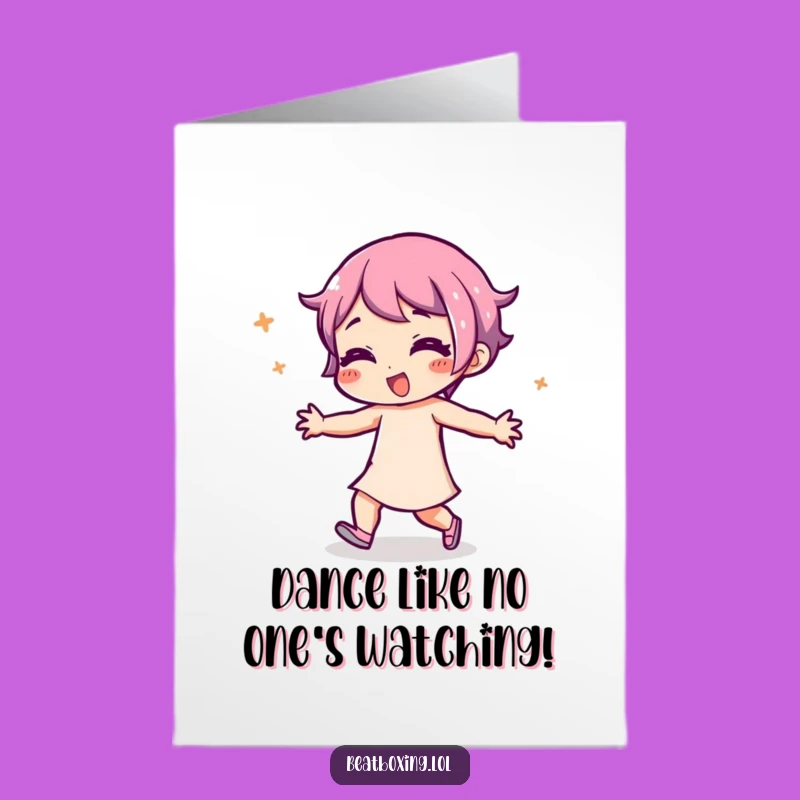Free Printable Funny Birthday Card: Dancing Character, Rhythmic Movement Joyful Downloadable Gift