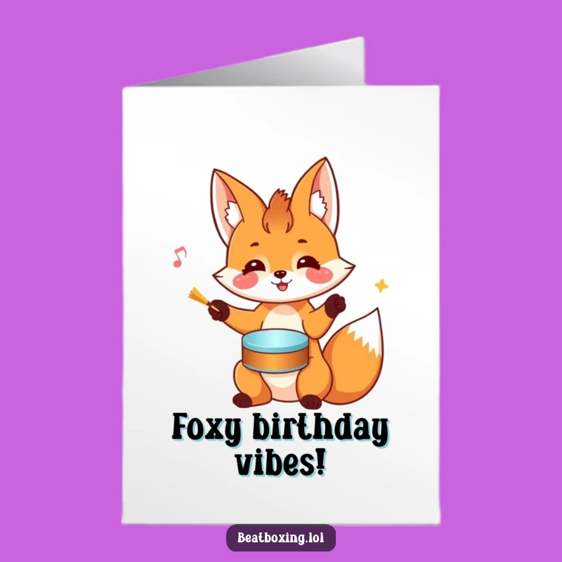Free Printable Fox Drumming Birthday Card: Rhythmic Downloadable Gift for Fun