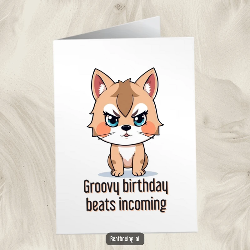 Funny Free Printable Birthday Card showing an animal character intensely focused on the rhythm of a beat.