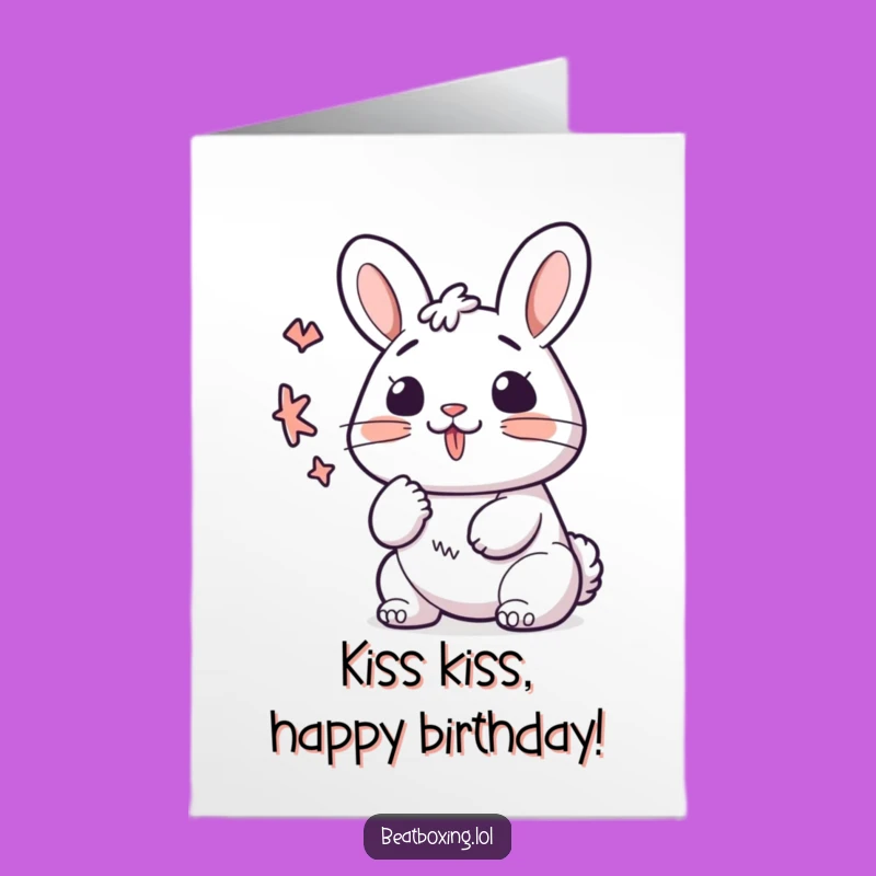 Free Printable Birthday Card: Kawaii Bunny K-Sound, Funny Downloadable Cartoony Gift