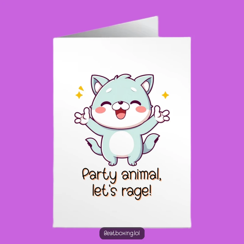 Funny Free Printable Birthday Card: Energetic Kawaii Animal Pal, Downloadable Fun Gift