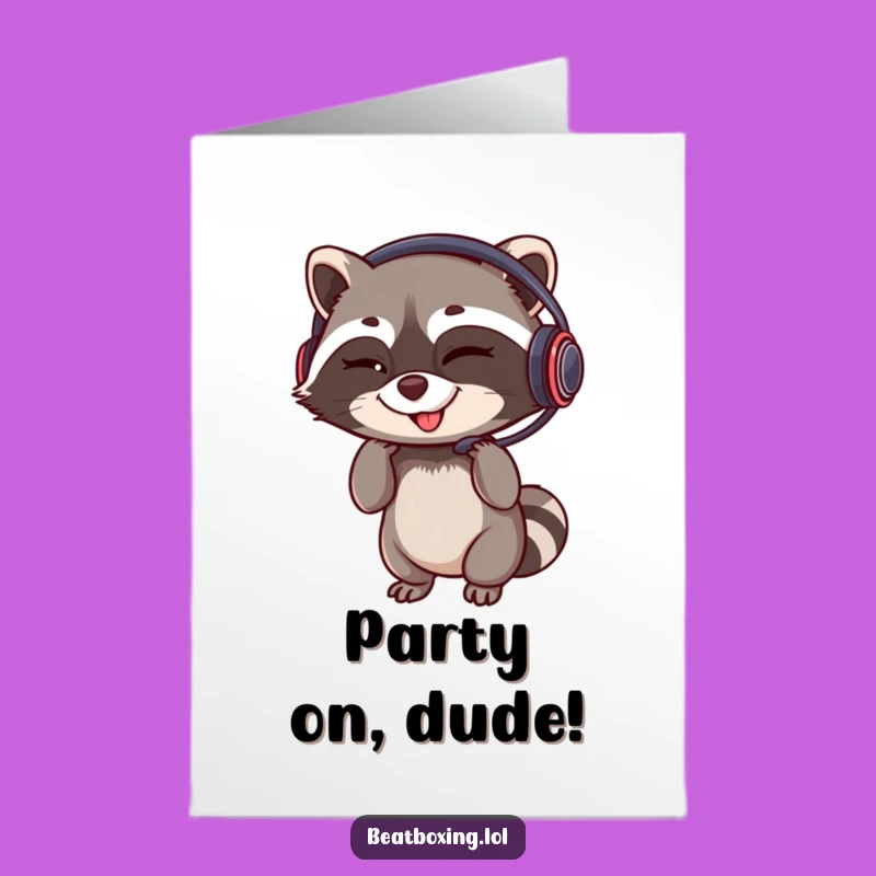 Free Printable Birthday Card: Raccoon DJ - Funny Downloadable Gift