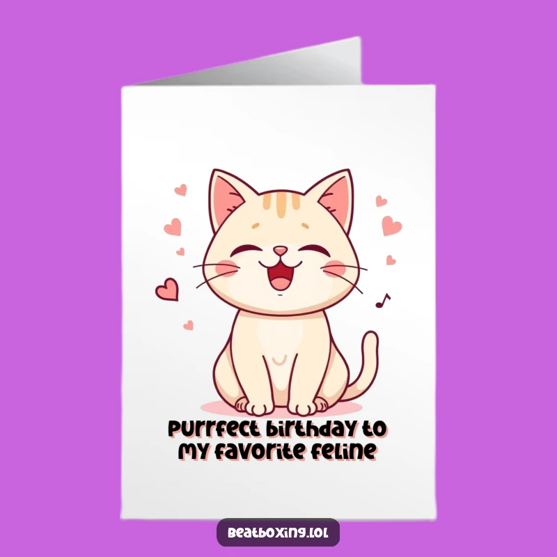 Funny Free Printable Cat Birthday Card: Meow Purr! Downloadable DIY Gift of Joy