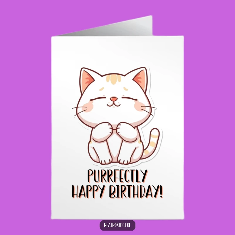 Free Printable Birthday Card: Content Cat Purring Happy Birthday Wishes