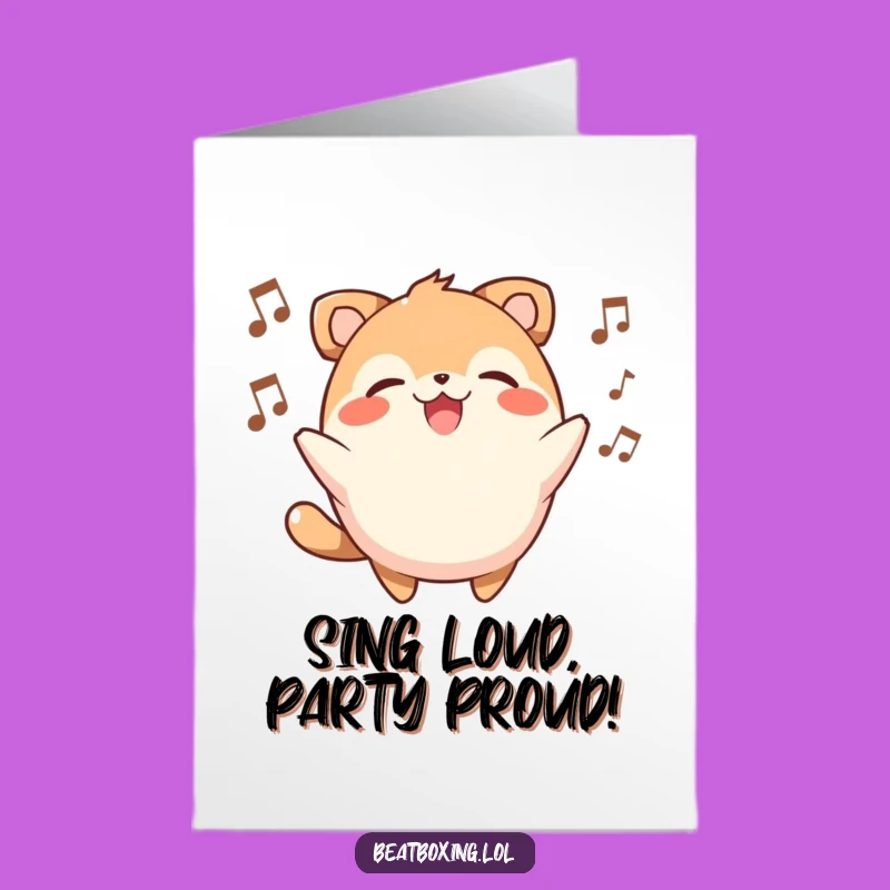 Free Printable Birthday Card: Joyful Animal Singer, Funny Downloadable Gift for Music Lovers