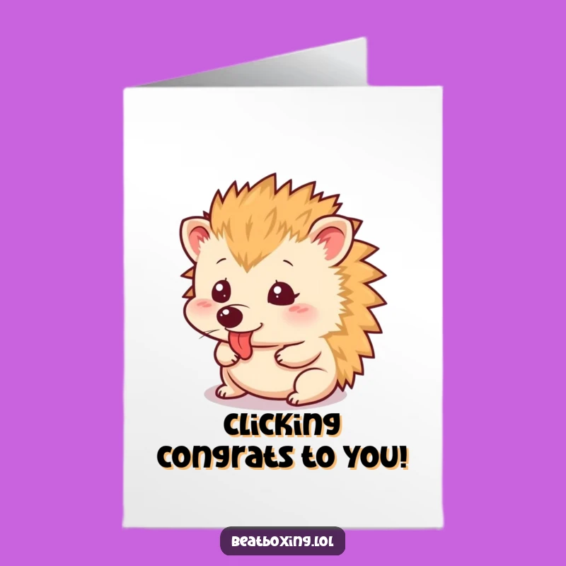 Free Printable Congrats Card: Hilarious Hedgehog Tongue Click! Instant Downloadable Greeting for Celebration.