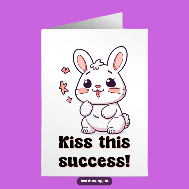 Free Printable Congrats Card: Kawaii Bunny K-Sound, Funny Downloadable Celebration Gift