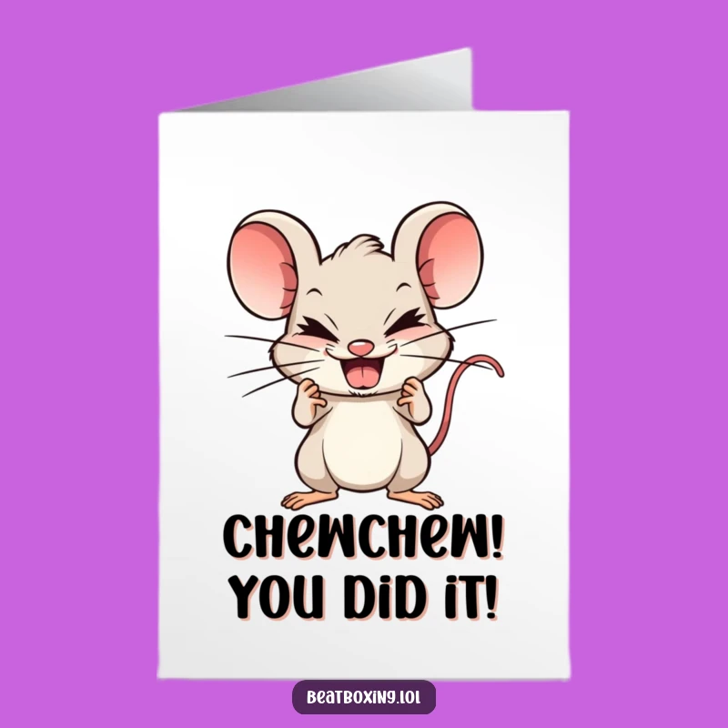 Free Printable Congrats Card: Mouse Beatboxing Celebration - Funny Downloadable