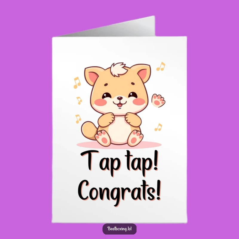 Free Printable Congrats Card: Tapping Paws Animal - Joyful Downloadable Gift