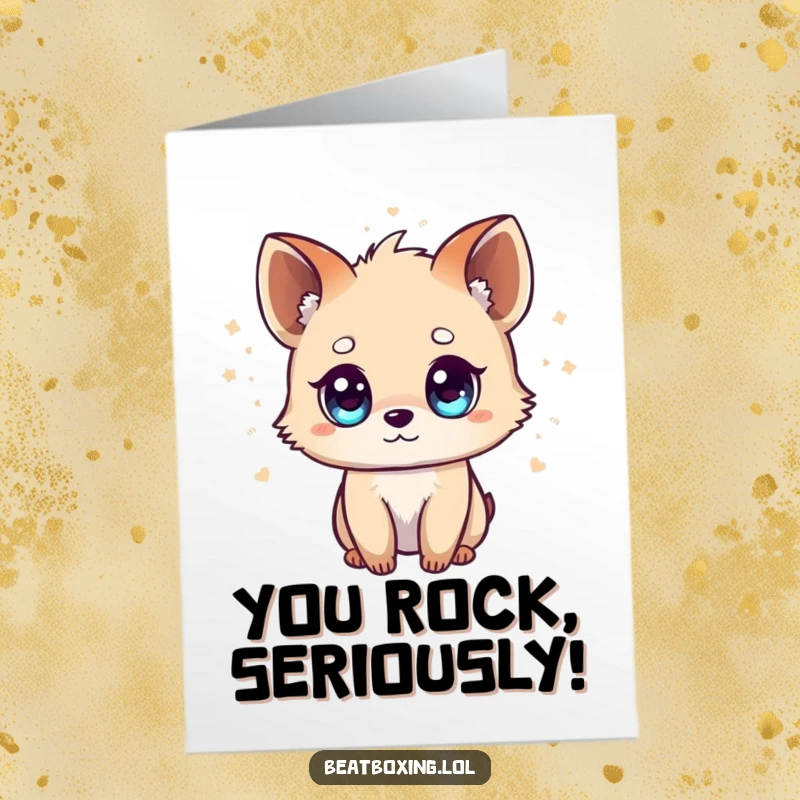 Free Printable Congratulations Card, a tiny animal radiating bright energy and musical beats, symbolizing joyous celebration and success.