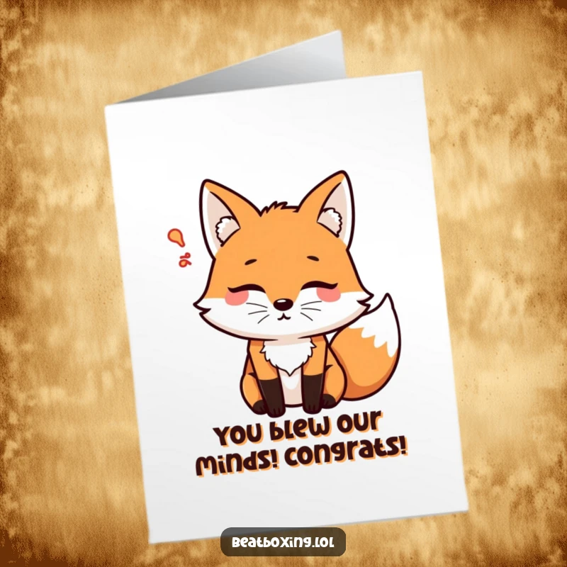 Funny Free Printable Fox Congratulations Card: A focused fox creates a 'psshht' sound, conveying exciting congratulations. Downloadable art for any win.