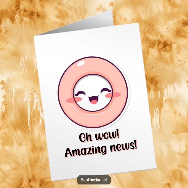 Funny free printable congratulations card of a character making a circular O shape with their mouth, conveying an amazed sound.