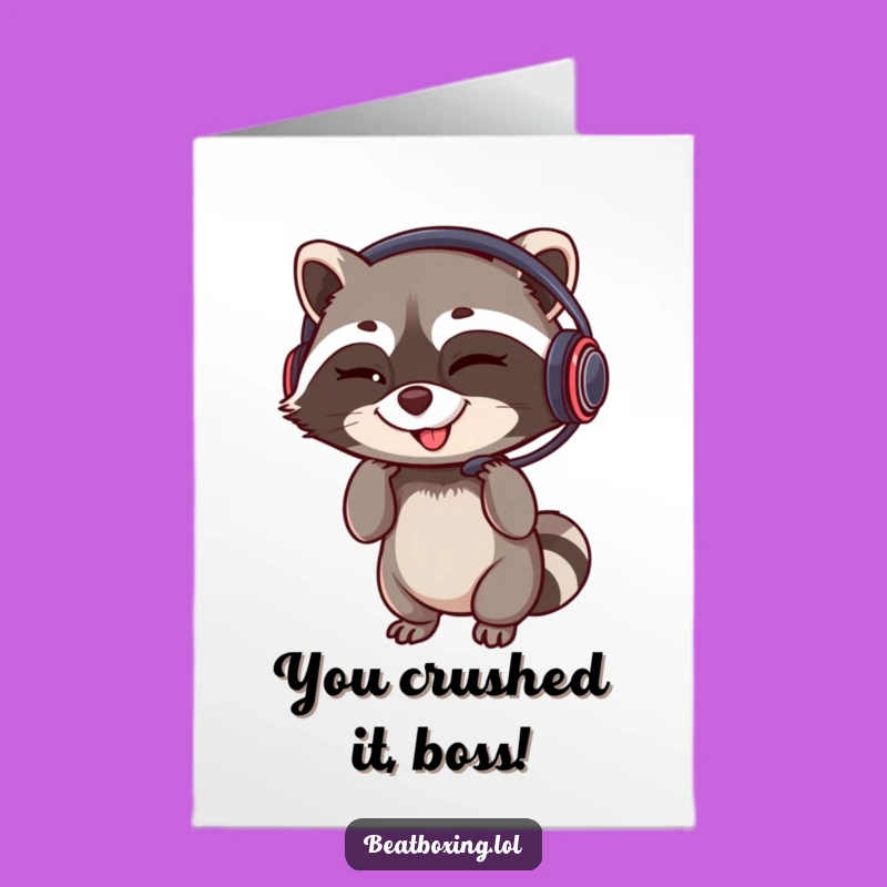 Free Printable Congrats Card: Raccoon DJ - Funny Downloadable