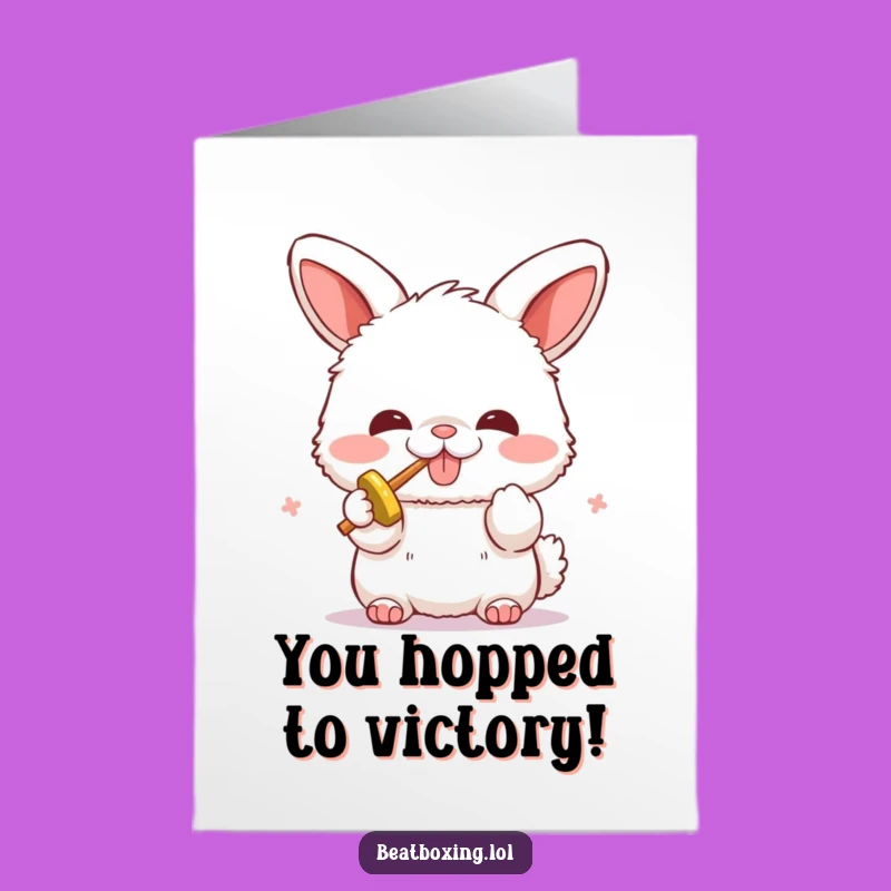 Free Printable Congrats Card: Bunny Beatboxer Riff - Celebrate Success Downloadable