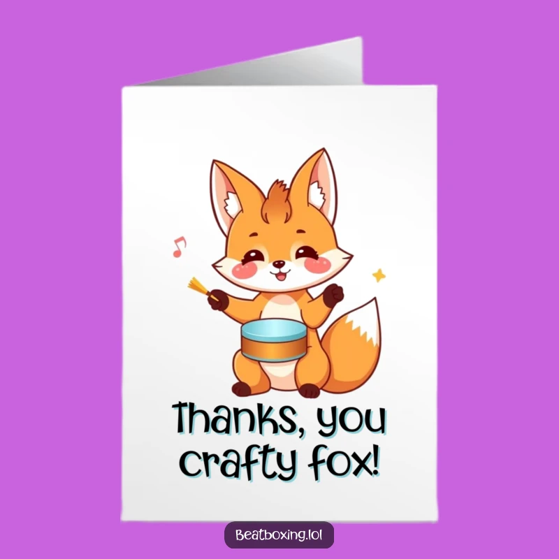 Free Printable Fox Drumming Thank You Card: Rhythmic Downloadable Gift for Thanks