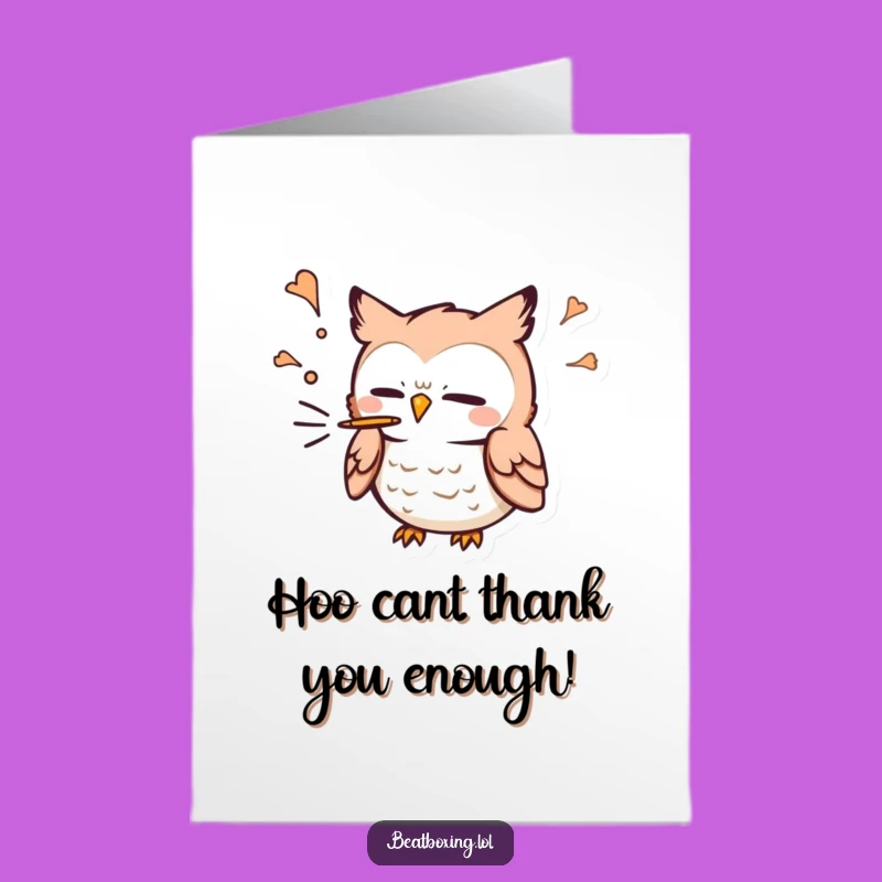 Free Printable Funny Owl 'P' Sound Thank You Card - Downloadable Gratitude!