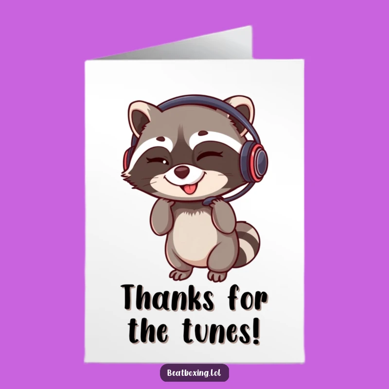 Free Printable Thank You Card: Raccoon DJ - Funny Downloadable