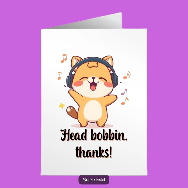 Free Printable Thank You Card: Bobbing Head Animal - Energetic Downloadable Gift