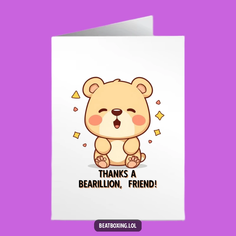 Free Printable Bear Thank You Card: Funny Sound Experiment Downloadable Gift