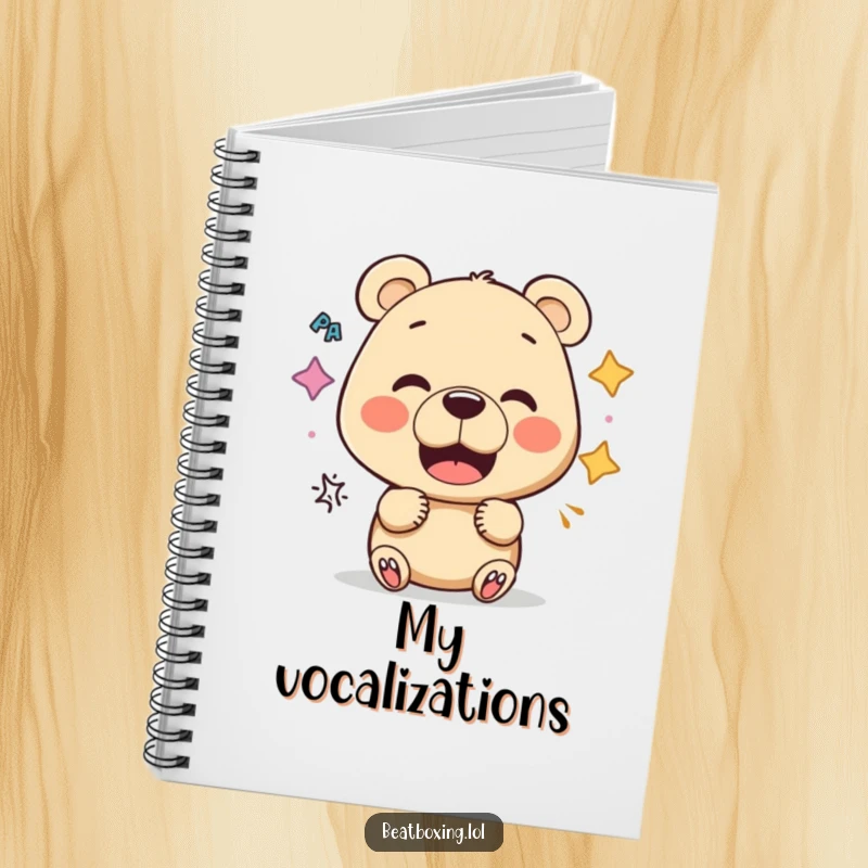 Funny Bear Vocalist Notebook: A notebook cover with a curious bear experimenting with mouth shapes for unique sound notations.